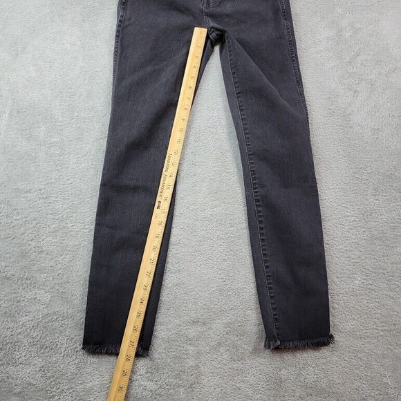 Madewell Jeans Womens 25X28 Black 10" High Rise‎ Skinny Raw Hem Button Fly - Picture 4 of 13